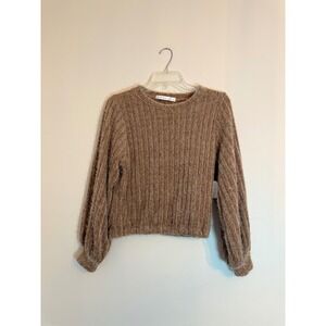 NWT Altar'd State Eyelash Sweater Size Small Brown Cuff Sleeve
